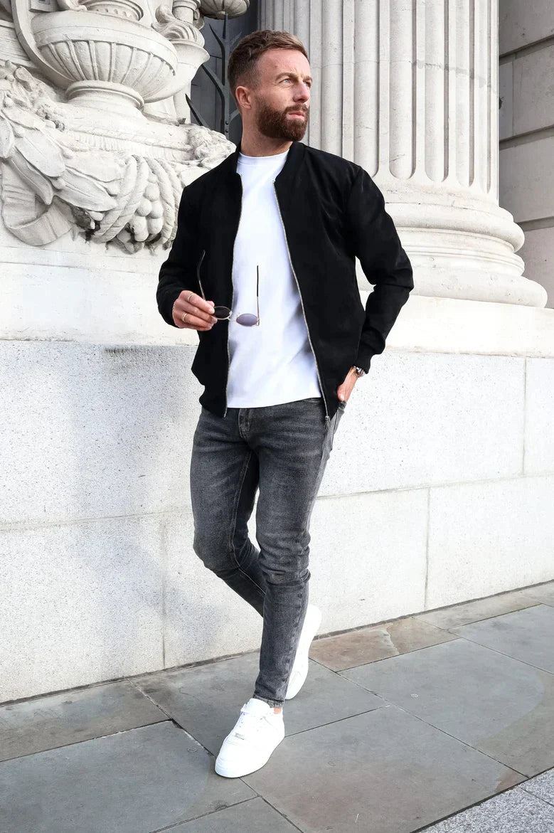 BOMBER SUEDE - NOIR