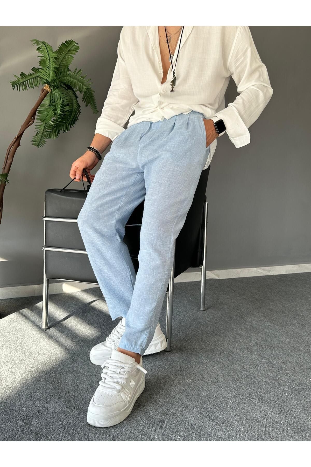 Pantalon Jogger en Lin