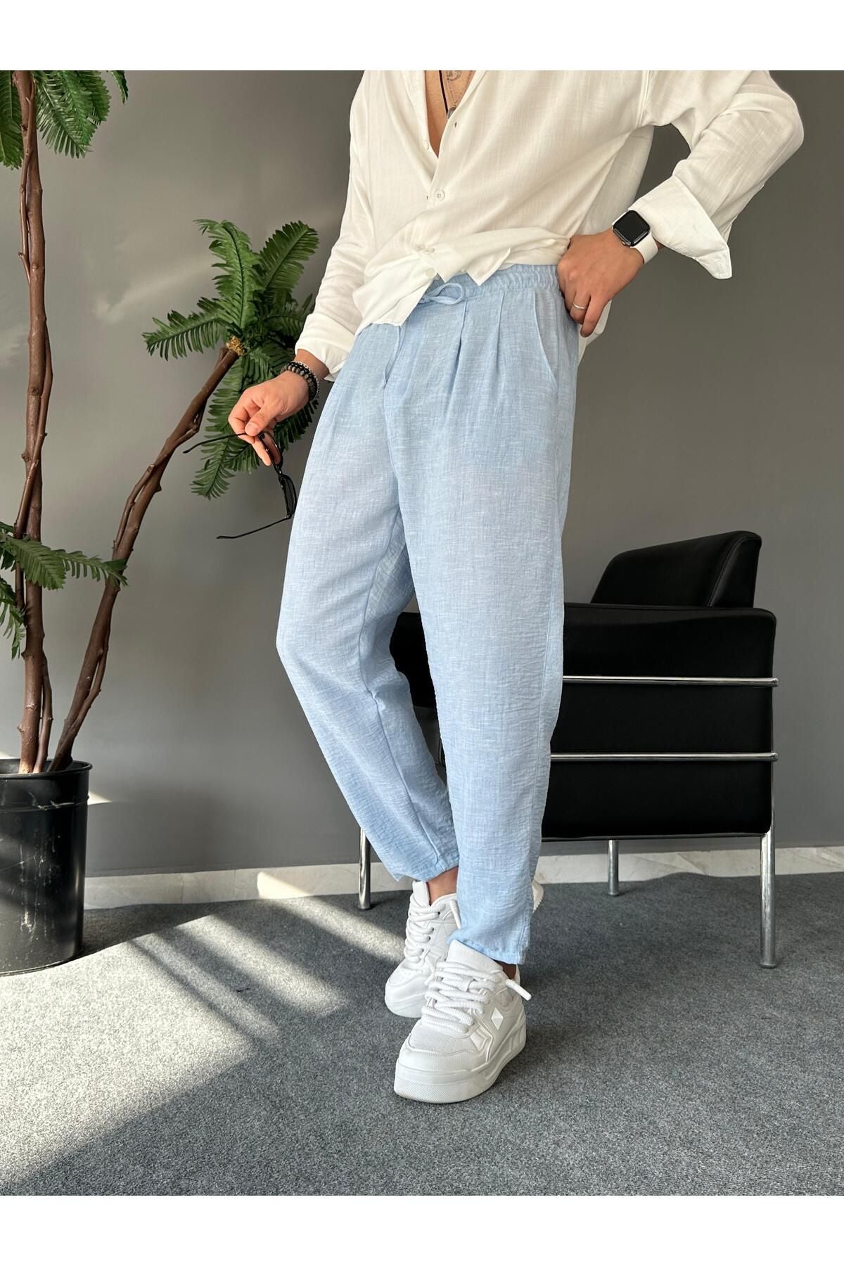 Pantalon Jogger en Lin