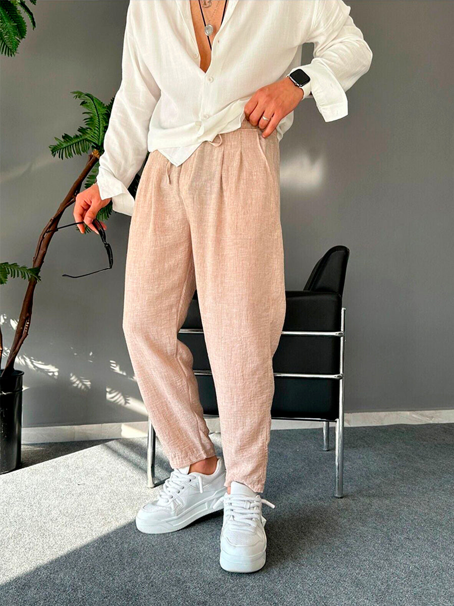 Pantalon Jogger en Lin
