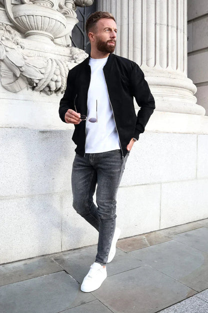 BOMBER SUEDE - NOIR