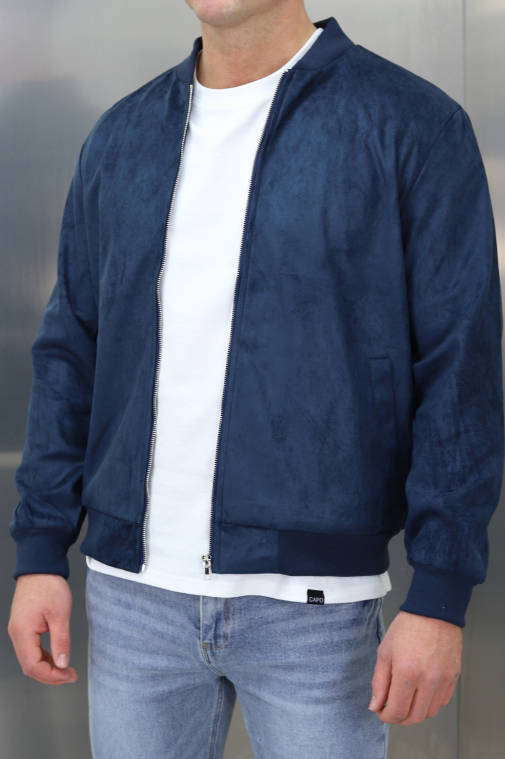 BOMBER SUEDE - BLEU MARINE