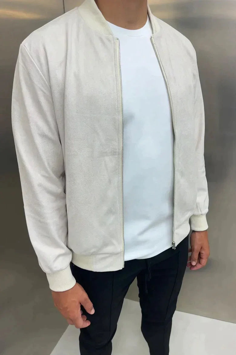 BOMBER SUEDE - BLANC CASSÉ