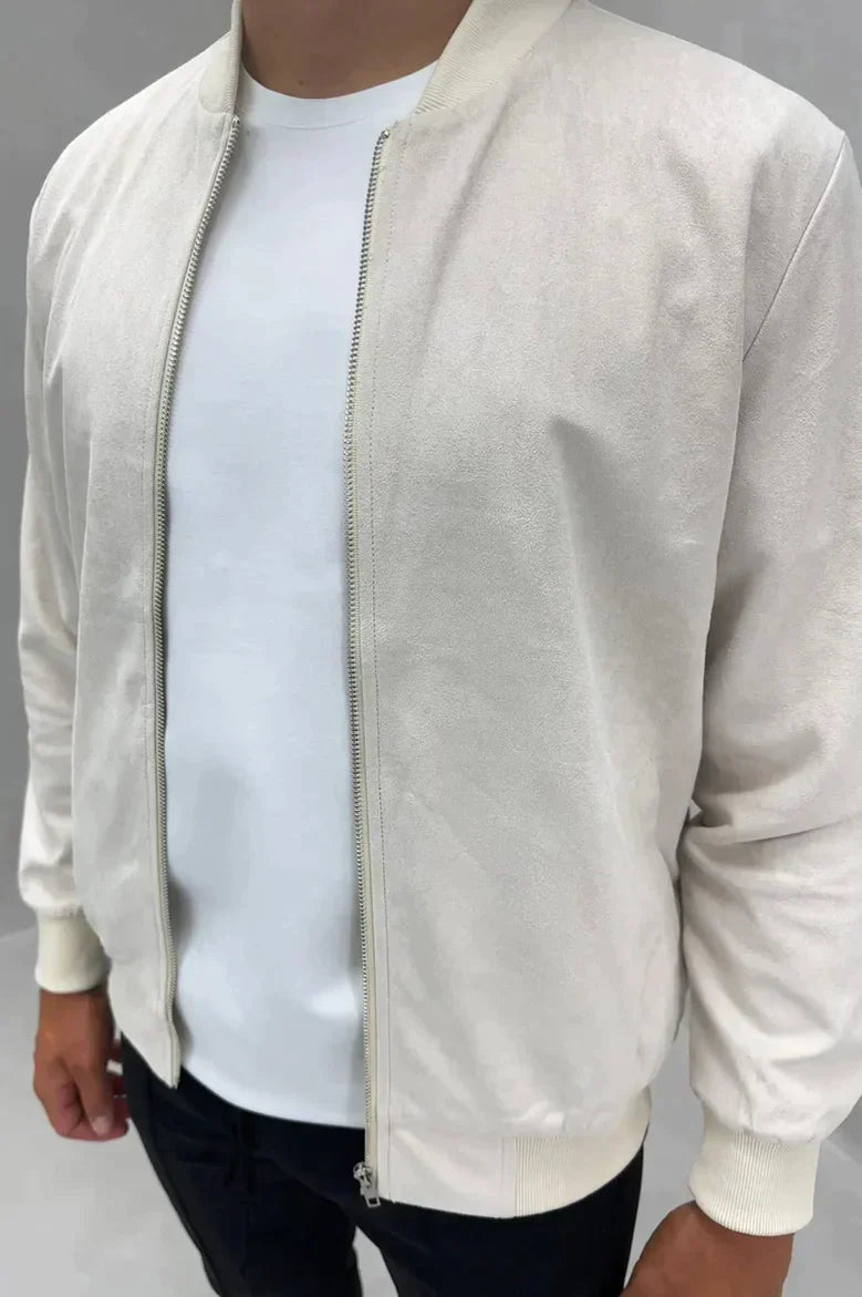 BOMBER SUEDE - BLANC CASSÉ