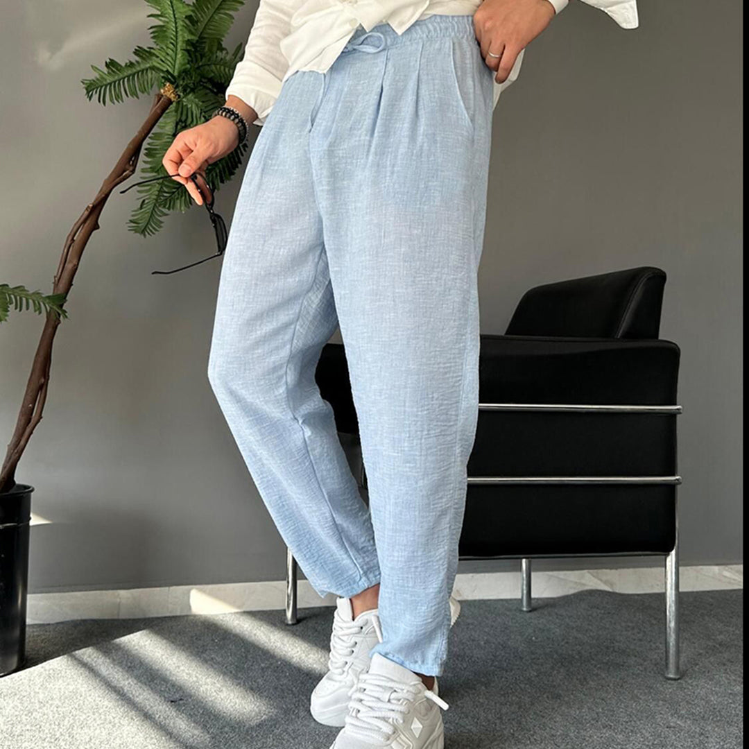 JOGGER BLEU EN LIN