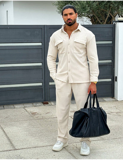 Ensemble Over Plissé Blanc cassé